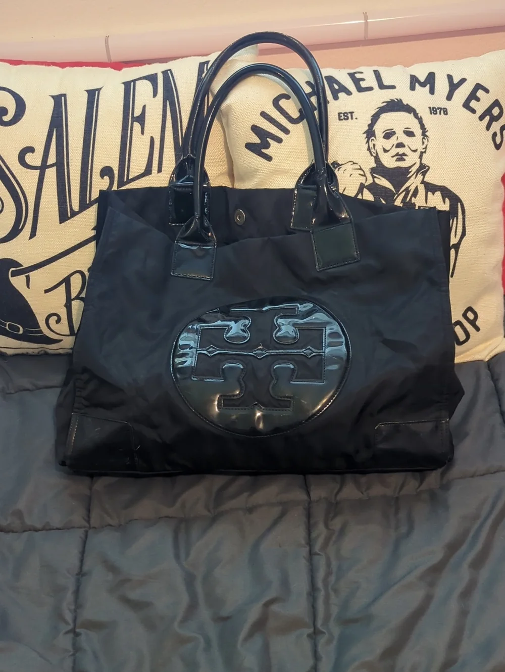 Authentic‎ Tory Burch Black Nylon Ella Large Tote Bag